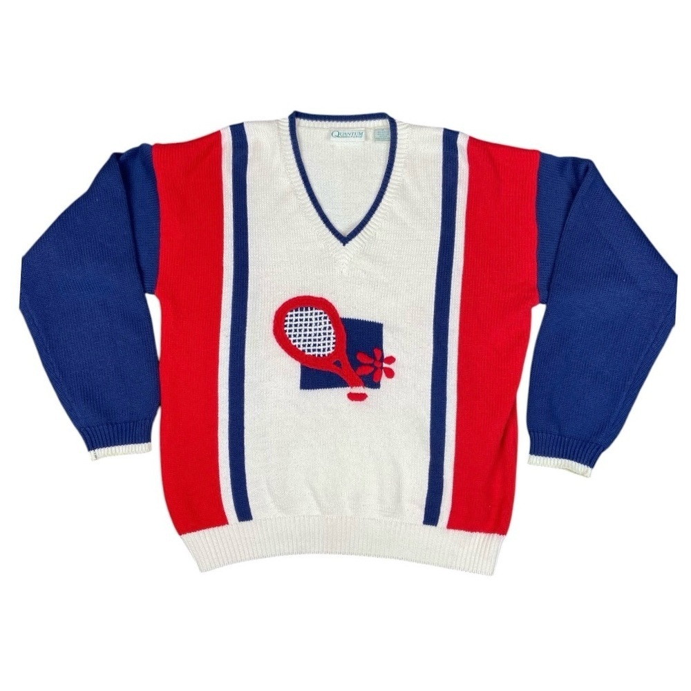 vintage tennis / pickle cotton knit theme sweater